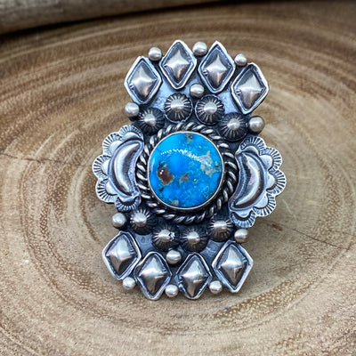 Jeff James Turquoise & Sterling Silver Ring Size 8.5