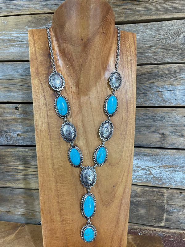 Fashion Turquoise Lariat Necklace & Earrings - Accessorize In Style