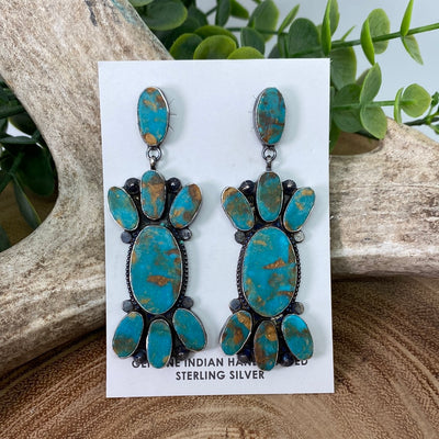 Calypso 8 Stone Sterling Earrings - Turquoise