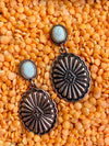 Turquoise Post with Concho Drop Earrings